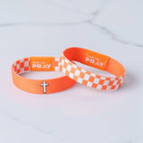 Tap To Pray™ Wristbands - Orange & White Checkers