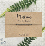 Handmade Morse Code Bracelet - Mama: Silver Tone
