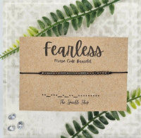 Handmade Morse Code Bracelet - Fearless: Silver Tone