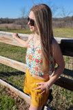 Nicole Gathered Cami Top- Mexican Flowers