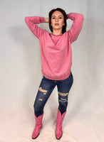 Acid Washed Sweatshirt - Pink
