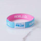 Tap To Pray™ Wristbands - Blue & Pink WWJD