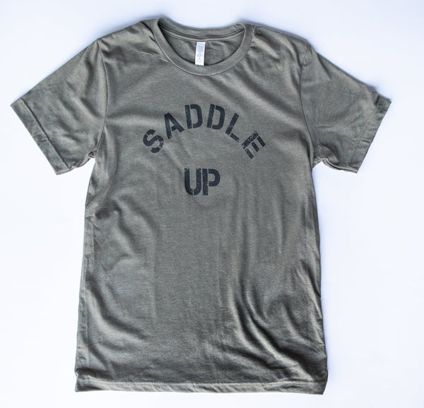 Saddle Up Tee- Color Heather Olive