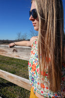 Nicole Gathered Cami Top- Mexican Flowers