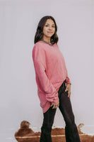 Acid Washed Sweatshirt - Pink