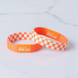 Tap To Pray™ Wristbands - Orange & White Checkers