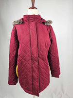 Carolina Fur Trimmed Quilted Jacket - Wine ~ In Store