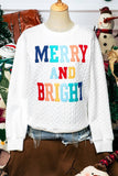 Christmas Merry&Bright Cable Knit Pullover Sweatshirt