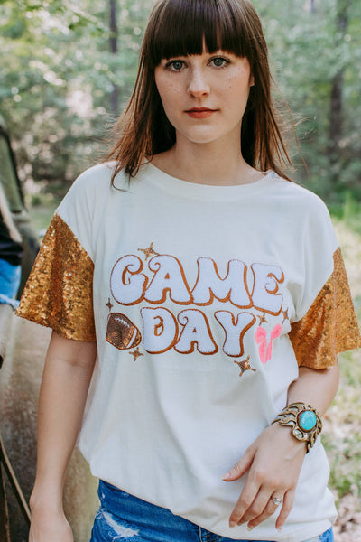 Game Day sequins Sleeve Tee