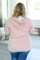 Classic Halfzip Hoodie - Blush with Floral Accent