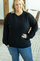 Corrine Ribbed Pullover Top - Black