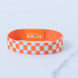 Tap To Pray™ Wristbands - Orange & White Checkers