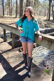 Hold the Reins Lace Detail Hi-Low Top  Jade