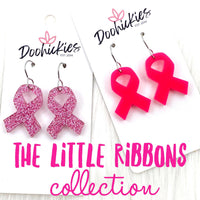 1.25" Lil' Ribbon Collection -Breast Cancer Earrings: Glitzy Pink ~ In Store