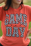 Orange Checkered Game Day Tee