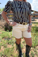CREAM- Shenandoah Stud Shorts