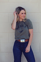 Saddle Up Tee- Color Heather Olive