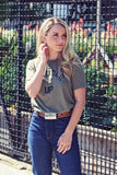 Saddle Up Tee- Color Heather Olive