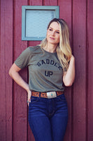 Saddle Up Tee- Color Heather Olive