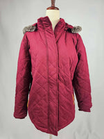 Carolina Fur Trimmed Quilted Jacket - Wine ~ In Store