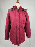 Carolina Fur Trimmed Quilted Jacket - Wine ~ In Store