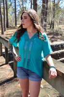 Hold the Reins Lace Detail Hi-Low Top  Jade