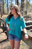 Hold the Reins Lace Detail Hi-Low Top  Jade