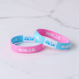 Tap To Pray™ Wristbands - Blue & Pink WWJD