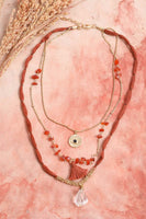 Carnelian & Crystal Layered Necklace Jewelry