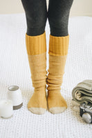 Cozy Ribbed Knit Lounge Socks Hats & Hair Mustard