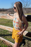 Nicole Gathered Cami Top- Mexican Flowers