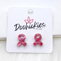 Acrylic Breast Cancer Awareness Ribbons -Earrings: Hot Pink ~ In Store