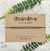 Handmade Morse Code Bracelet - Grandma: Silver Tone
