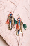 Feather & Beads Boho Earrings Jewelry Rust