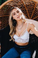 Floral Lace Strappy Bralette Small / Sky Blue