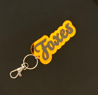 Foxes Layered Mascot Spirit Keychain Black on Mirror Orange ~ In Store