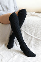 Knee High Cable Knit Socks Hats & Hair Black