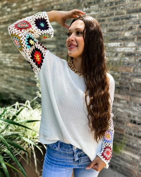 Indie Crochet Top-White