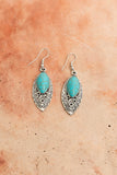Vintage Engraved Turquoise Earrings Jewelry Silver