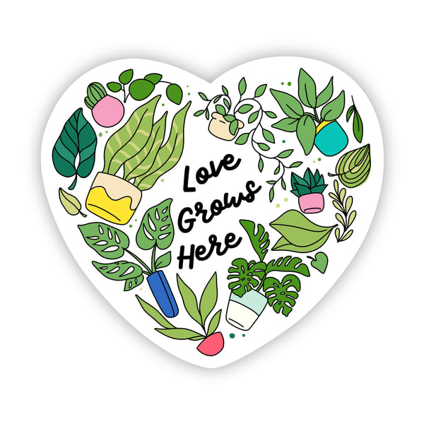 "Love Grows Here" Plant Sticker
