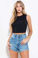 Basic Ribbed Crop Tank Top Black ~ In Store