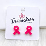 Acrylic Breast Cancer Awareness Ribbons -Earrings: Hot Pink ~ In Store