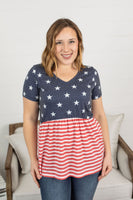 MARKDOWN ~ Sarah Ruffle Top - Stars and Stripes ~ In Store
