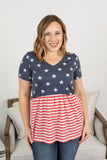 MARKDOWN ~ Sarah Ruffle Top - Stars and Stripes ~ In Store