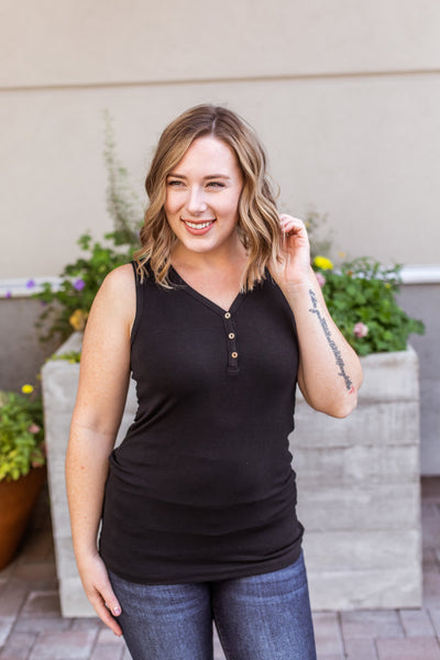 MARKDOWN ~ Addison Henley Tank - Black ~ In Store