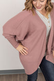 MARKDOWN ~ Emma Cocoon Cardigan - Waffle Knit - Dusty Rose ~ In Store