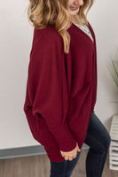 MARKDOWN ~ Emma Cocoon Cardigan - Waffle Knit - Burgundy ~ In Store