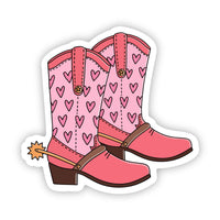 Pink & Heart Cowboy Boots Sticker