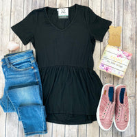 Sarah Ruffle Top - Black ~ In Store