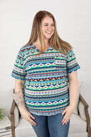 MARKDOWN ~ Sophie Pocket Tee - Bold Aztec ~ In Store